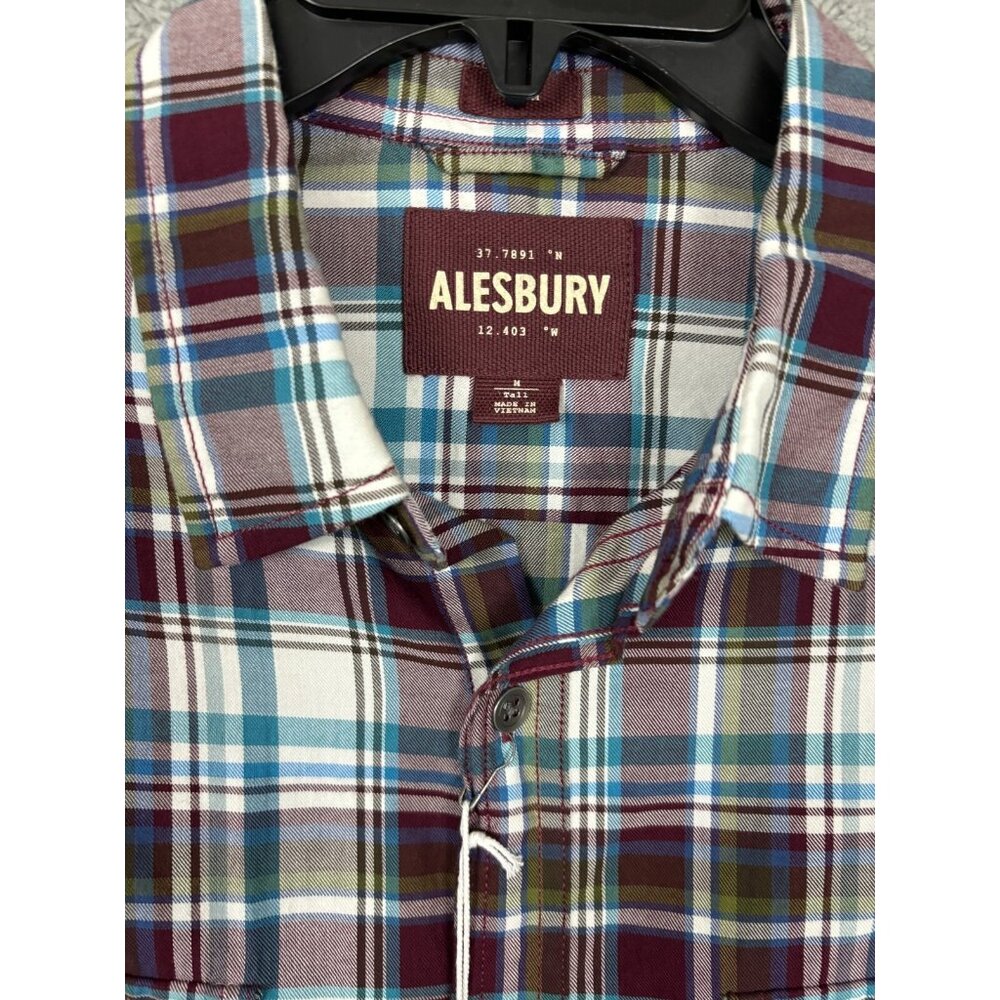 Alesbury Mens Plaid Short Sleeve Pockets Button Up Shirt Medium Multicolor NWT's - Picture 4 of 7
